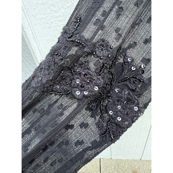 WALTER BAKER black swiss dot semi sheer billow sleeve embellished Candice top - Picture 8 of 11